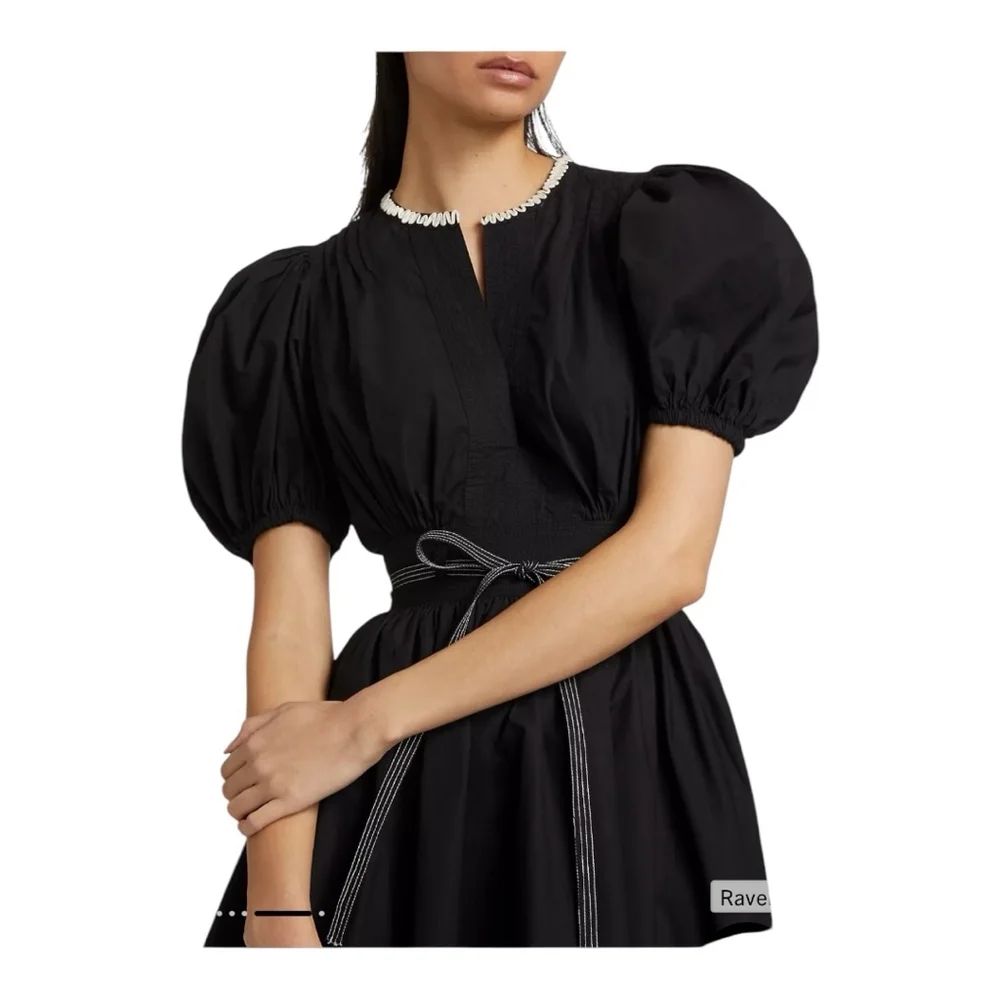 Ulla Johnson Wilda Black Cotton Puff Sleeve Mini Dress Size 12 - Picture 6 of 14